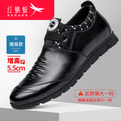 红蜻蜓男鞋子休闲皮鞋男士春季新品棉鞋韩版潮流青年 黑色内增高6CM 40 偏大一码