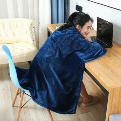 合雨（heyu） 午睡毯法兰绒小毛毯女冬季学生毯加厚办公室毯子单人午休盖腿毯 深蓝色 100cm*150cm