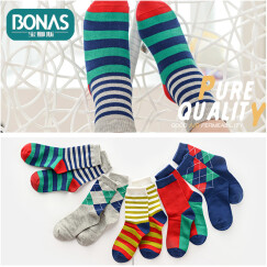 宝娜斯（BONAS）儿童袜子男童女童宝宝棉袜秋冬季保暖袜子5双装 10-12岁 QD15-18