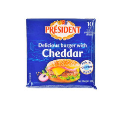 总统（President）法国进口汉堡专用奶酪芝士片 200g一包  再制干酪 早餐 面包 披萨 马苏里拉 烘焙 食材