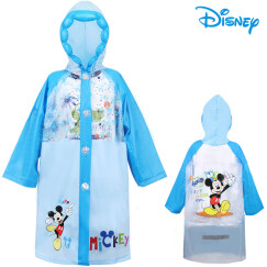 迪士尼 Disney 儿童雨衣 男童女童雨披带书包位加厚卡通小学生雨衣1007 米奇蓝M