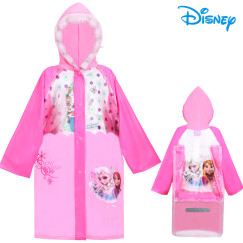 迪士尼 Disney 儿童雨衣 男童女童雨披带书包位加厚卡通小学生雨衣1013 冰雪粉L