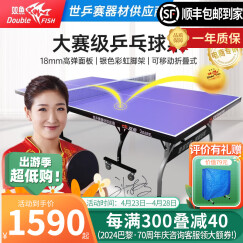 双鱼（DOUBLE FISH）室内标准乒乓球桌可折叠移动乒乓球台家用乒乓球案子 2028S【含网架球网球拍乒乓球】