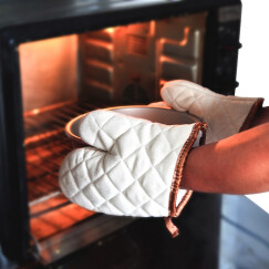 千团精工隔热手套 2只装 厨房烤箱微波炉加厚耐高温棉质 烘培工具防滑防烫