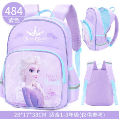 迪士尼(Disney)书包小学生书包女1-3年级儿童米奇公主双肩包男 冰雪紫色8484