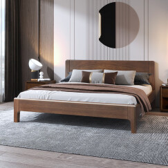 作木坊 实木床 双人床 胡桃木1 8米卧室意式新中式婚床 A1308 标准框架床 1.8*2m