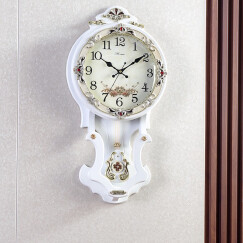 汉时欧式钟表挂钟客厅大号时钟创意摆钟艺术挂表时尚壁钟石英钟表HP07 白色大号(石英机芯）