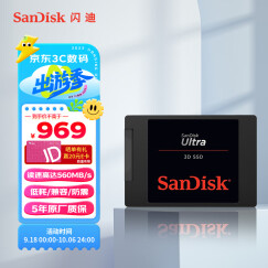 闪迪（SanDisk）2TB SSD固态硬盘SATA3.0接口 台式机笔记本DIY稳定 至尊3D进阶版-更高速读写｜西部数据出品