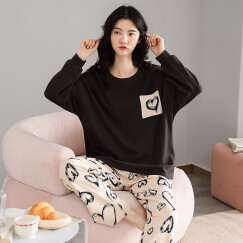 集倩（JIQIAN）睡衣女秋季长袖纯棉休闲韩版可爱减龄可外穿家居服套装 T5257 XL(120-135斤)