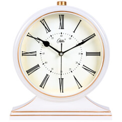 康巴丝（Compas）挂钟古典欧式座钟表复古客厅装饰台钟创意卧室床头时钟石英钟 3020罗马盘象牙白