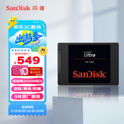 闪迪（SanDisk）1TB SSD固态硬盘SATA3.0接口 台式机笔记本DIY稳定 至尊3D进阶版-更高速读写｜西部数据出品