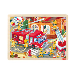 【儿童新年礼物】TOI图益儿童故事拼图玩具早教宝宝幼儿木制拼图男女孩2-3-4-5-6岁支架设计 24片消防车