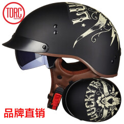 TORC摩托车头盔T55/535复古小半盔男女士机车夏盔带帽檐 亚黑 BULL HEAD  XL（建议头围59-60cm）