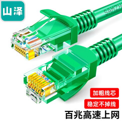 山泽(SAMZHE)超五类网线 CAT5e类高速百兆网线 1米 工程/宽带电脑家用连接跳线 成品网线 绿色 GR-501