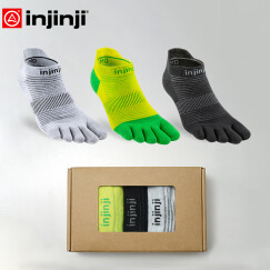 injinji五指袜三对短筒薄款coolmax吸汗速干防水泡健身跑步袜分脚趾袜 三叶草+黑+灰 S