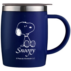 史努比（SNOOPY）带手柄不锈钢办公保温杯水杯420ML可爱杯子情侣杯 DP-5002 蓝色