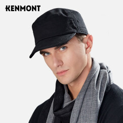 卡蒙（kenmont）户外帽子男夏季棉帽子休闲鸭舌帽春秋英伦纯色平顶帽2528 黑色(全封款） 可调节 58.5cm