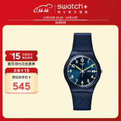 斯沃琪（Swatch）瑞士手表 原创系列  绅士蓝 双历 时尚运动男女石英表GN718