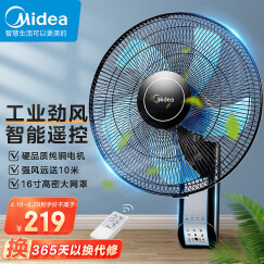 美的（Midea）【五叶飓风】工业遥控壁扇/挂壁式商居两用风扇/120°广角摇头定时电风扇/工厂通风吊扇 FW40-11AR