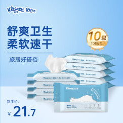 舒洁（Kleenex）羊驼湿厕纸便携装10片*10包  洁厕湿纸巾私处 擦去细菌 EDI纯水