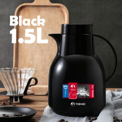 特美刻TOMIC保温壶家用 暖壶水壶热水瓶暖瓶大容量玻璃内胆英伦时尚咖啡壶 黑色1.5L