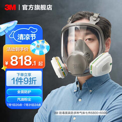 3M防毒面具全面型防护面罩喷漆装修防甲醛化工有机蒸气酸性气体yzlp 【6800防多种气体七件套】6800+6006