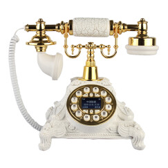 金顺迪海洋之星 仿古电话机复古老式欧式电话家用座机 无线插卡电话机电信移动固话座机 金白色按键(插全网通卡)