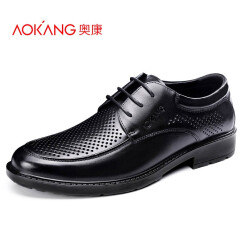 奥康（Aokang）男鞋正装皮鞋男士商务休闲圆头系带低帮鞋子 凉鞋 黑色 365518003 42