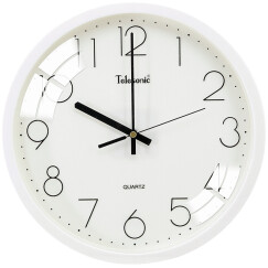 天王星（Telesonic）挂钟 客厅创意钟表现代简约安静钟时尚个性3D立体时钟卧室石英钟圆形挂表S9651-1白色