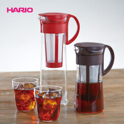 HARIO 日本原装进口耐热玻璃1L直立式咖啡壶 冰咖啡壶 过滤泡茶壶 咖啡色