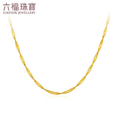 六福珠宝 18K金黄色细水波纹链彩金项链女款素链 定价 L18TBKN0022Y 43cm-总重0.97克