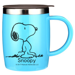 史努比（SNOOPY）带手柄不锈钢办公保温杯水杯420ML可爱杯子情侣杯 DP-58002B 蓝色