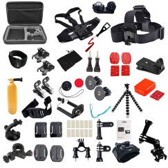 HONGDAK 用于GoPro运动相机配套装件 Hero 12 11 10 9 8 7 6 5 4套装防水壳硅胶保护套自拍杆吸盘 标准套装A（51件）