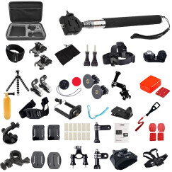 HONGDAK 用于GoPro运动相机配套装件 Hero 12 11 10 9 8 7 6 5 4套装防水壳硅胶保护套自拍杆吸盘 标准套装B（52件）