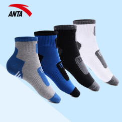 安踏（ANTA）运动男袜子款四双装夏季低帮透气吸湿运动袜子组合装 蓝、黑、灰、白 均码