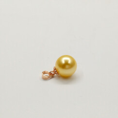 末言雨（MOYANYU）贝珠珍珠吊坠项链s925银扣头单颗贝珠坠子女不含链 金色玫瑰金托 12-12mm