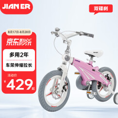 【可加长】健儿（jianer）儿童自行车男女小孩单车2-3-4-6-8岁脚踏车 概念豪华款-公主粉(折叠车把双碟刹) 14寸
