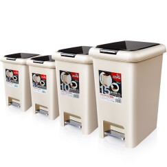 佳帮手 垃圾桶脚踏带盖家用分类大号塑料桶垃圾袋厨房卫生间厕所手按垃圾篓 家庭组合装【混搭方形4件套】