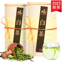 茗山生态茶 茶叶 白茶明前绿茶 春毛峰茶叶 环保木罐装 75g*2共150g