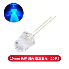 TaoTimeClub 10MM/F10 圆头LED灯 发光二极管灯 超高亮 发光管 灯珠 10mm白发蓝光（10个）