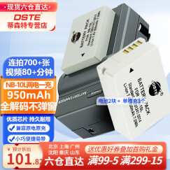 蒂森特（dste） 适用于佳能 SX50 SX40 SX60 G3X G1X G15 G16 数码相机 NB-10L 电池两电一充