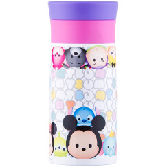 迪士尼（Disney）轻量抽真空儿童保温杯男女学生水杯子不锈钢户外便携卡通杯粉色280ml带茶隔