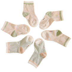象宝宝（elepbaby）婴儿袜子6双装彩棉条纹宝宝袜四季款 新生儿棉袜 10-12CM(6-12个月)