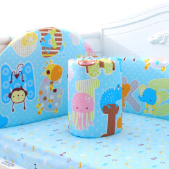 象宝宝（elepbaby）全棉婴儿床围三件套可拆洗床靠床围婴儿床上用品套件适用120*70cm婴儿床（丛林总动员)