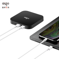 aigo爱国者电子出品充电宝OL10400小巧便携10000毫安时移动电源 双USB输出 适用于华为小米苹果 黑色