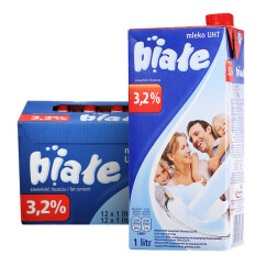 波兰 Biale原装进口牛奶 高温灭菌全脂纯牛奶箱装 1L*12盒