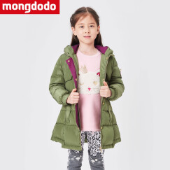 梦多多（mongdodo）女童羽绒服中长款儿童冬季中大童加厚外套76684160414军绿150