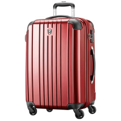 瑞动（SWISSMOBILITY）拉杆箱PC+ABS轻盈大容量旅行箱行李箱24英寸万向轮MT-5555-01T00暗红色