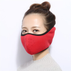 保暖耳罩男女冬季骑行保暖面罩防风护耳罩户外防寒耳套护脸口罩透气 常规款-大红色（耳罩）