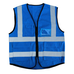 林盾（LINDUN）反光背心施工工地反光马甲骑车反光衣可清洗工程反光服安全防护服夜间 深蓝布PVC口袋